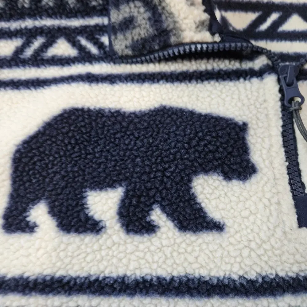 Old Navy Bear Fair Isle Print Quarter Zip Fleece Pullover Size XL